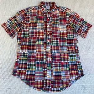 Brooks Brothers plaid patchwork mens short sleeve button shirt size large